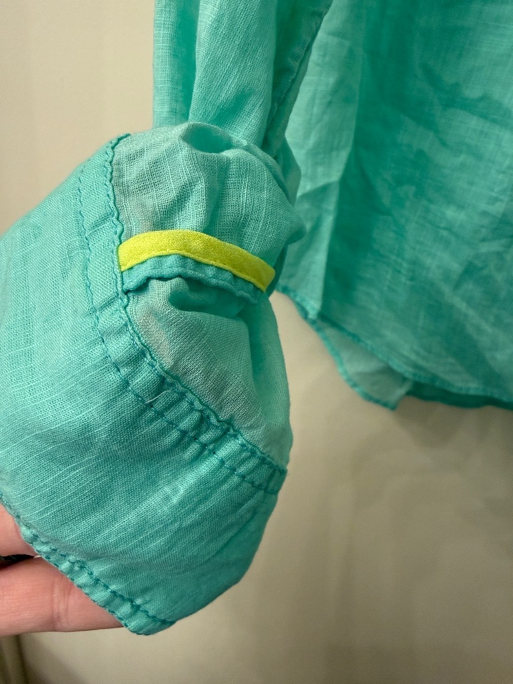 Express Turquoise Button-Up Shirt with Chest Pockets - Picture 5 of 7